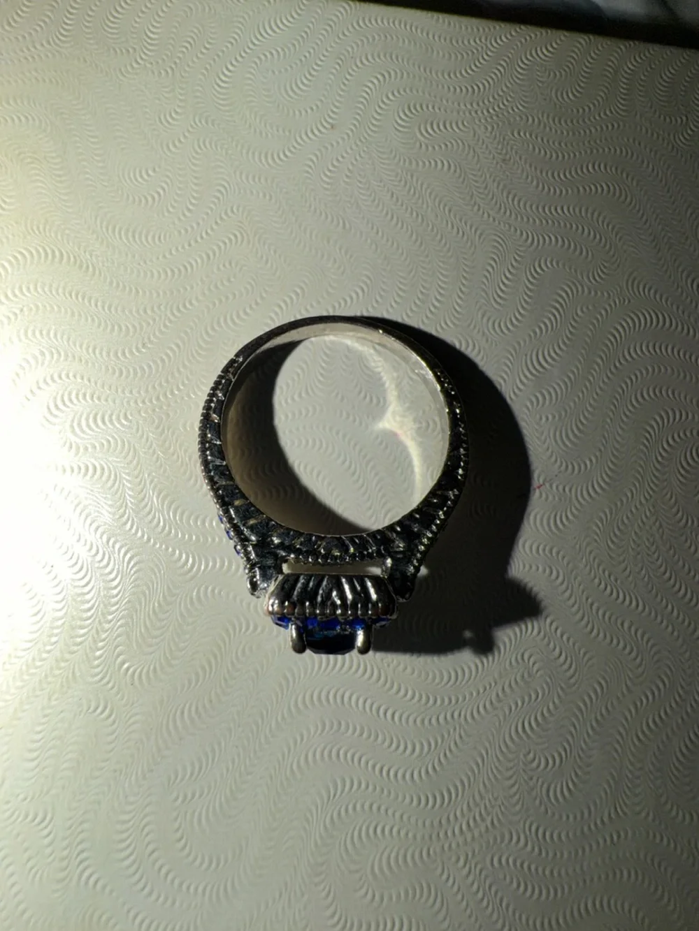 Blue Halo Square-Cut Gemstone Ring
